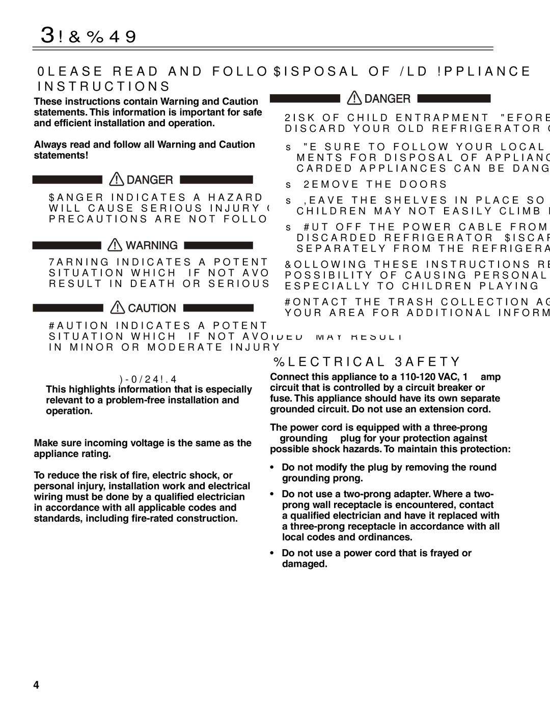 Liebherr HCS 7081411-00 manual Please read and follow these instructions, Disposal of Old Appliance, Electrical Safety 