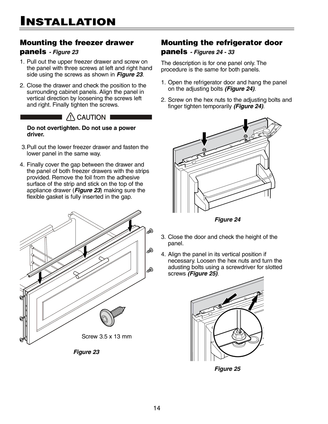 Liebherr HCB 2062, HC 2062 installation instructions Mounting the freezer drawer, Mounting the refrigerator door 