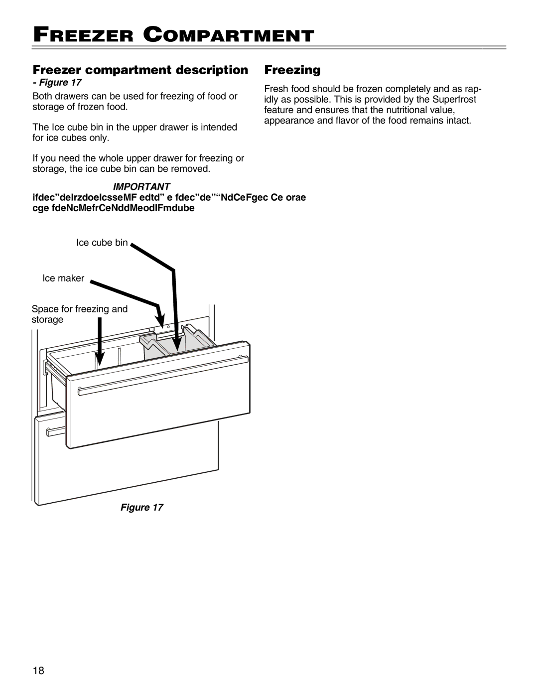 Liebherr HCS, 7081 411-01 manual Freezer Compartment, Freezer compartment description, Freezing 