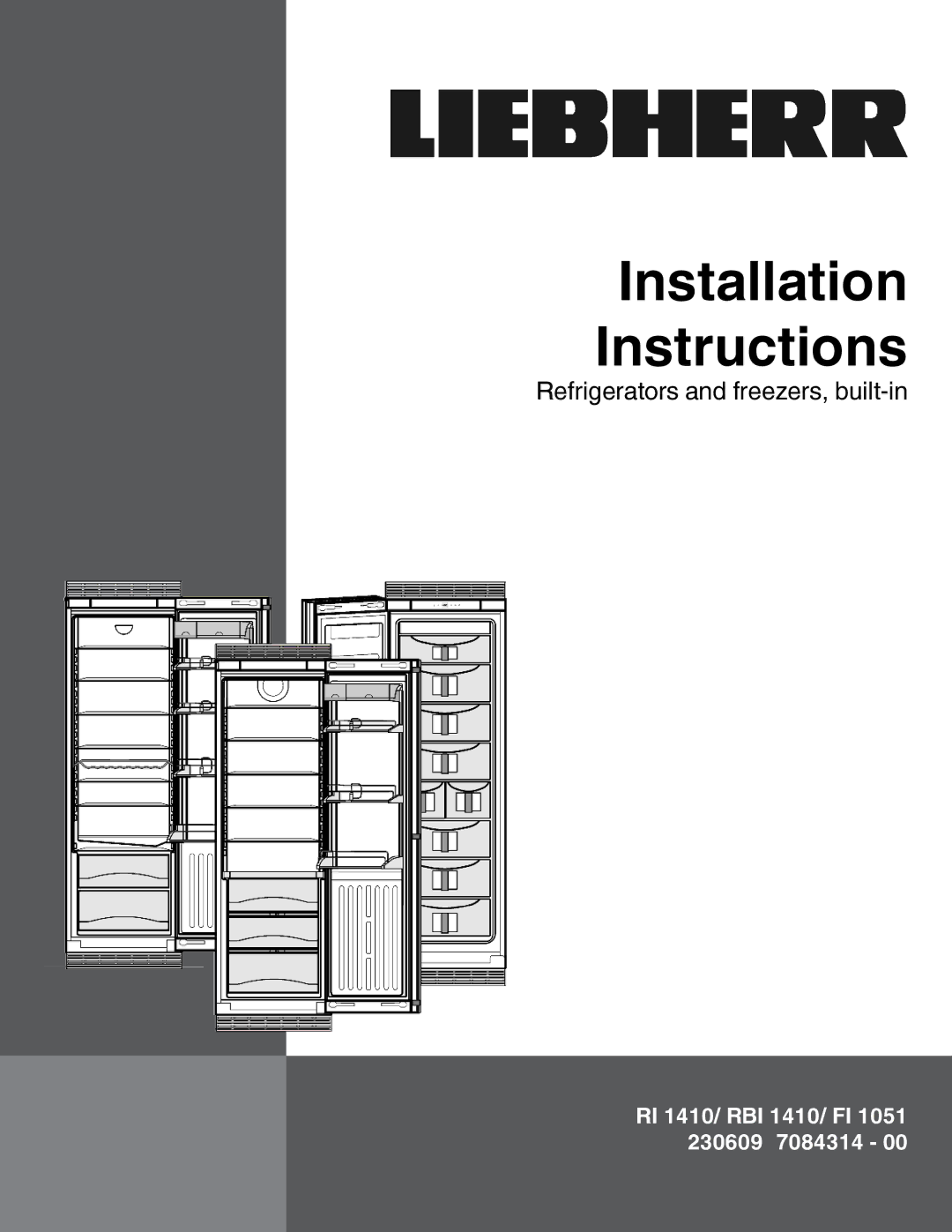 Liebherr RI 1410/ RBI 1410/ FI 1051 manual Installation Instructions 