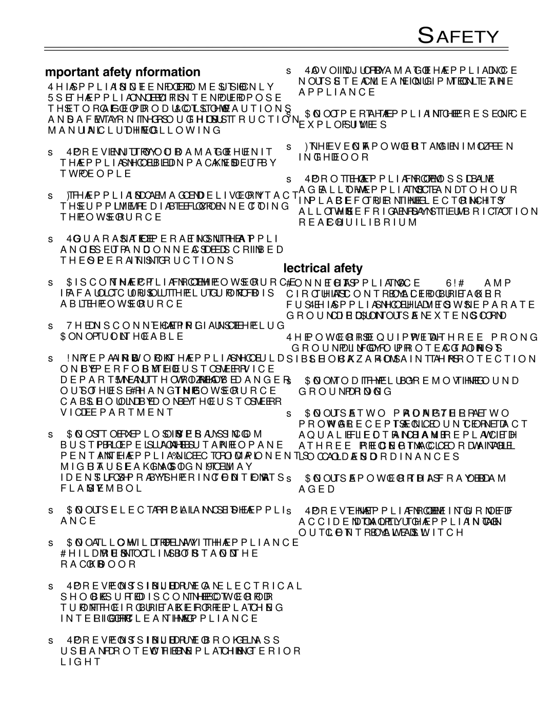 Liebherr 7081 457-00, RO 500 manual Important Safety Information, Electrical Safety 