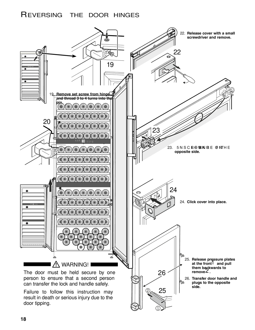 Liebherr WS 17800 manual Door must now be held secure by somebody 