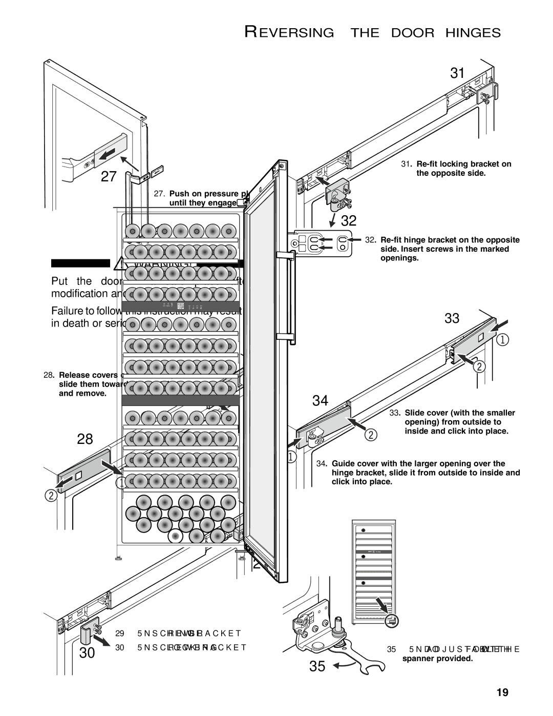 Liebherr WS 17800 manual Push on pressure plates until they engage 