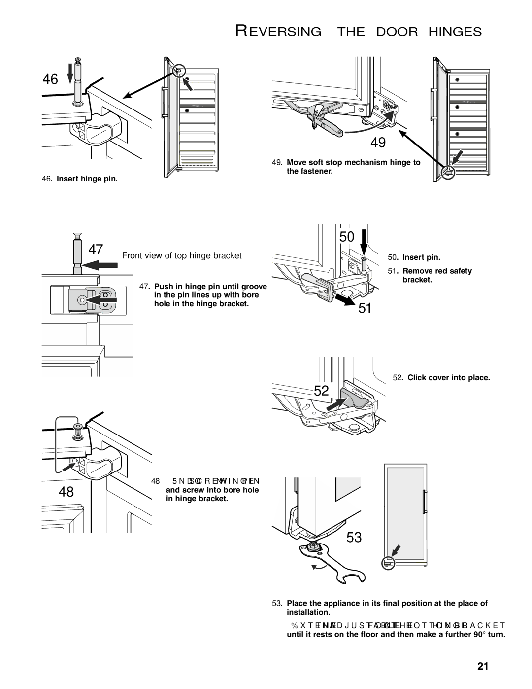 Liebherr WS 17800 manual Front view of top hinge bracket 