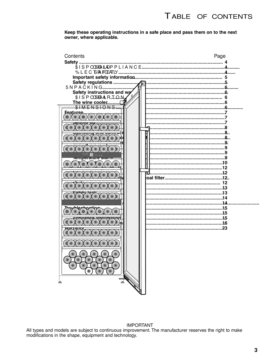 Liebherr WS 17800 manual Table of contents 