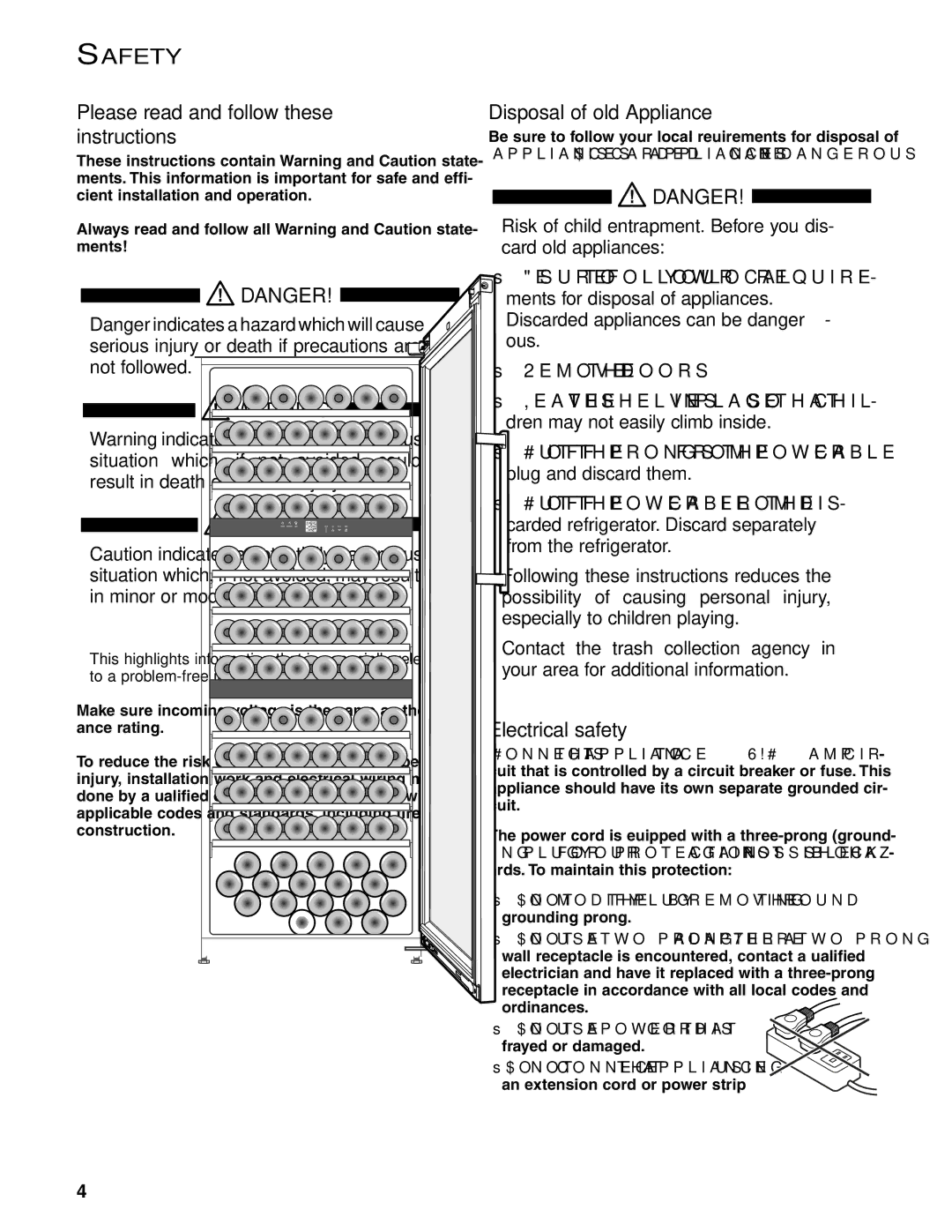 Liebherr WS 17800 manual Safety, Please read and follow these instructions, Disposal of old Appliance, Electrical safety 