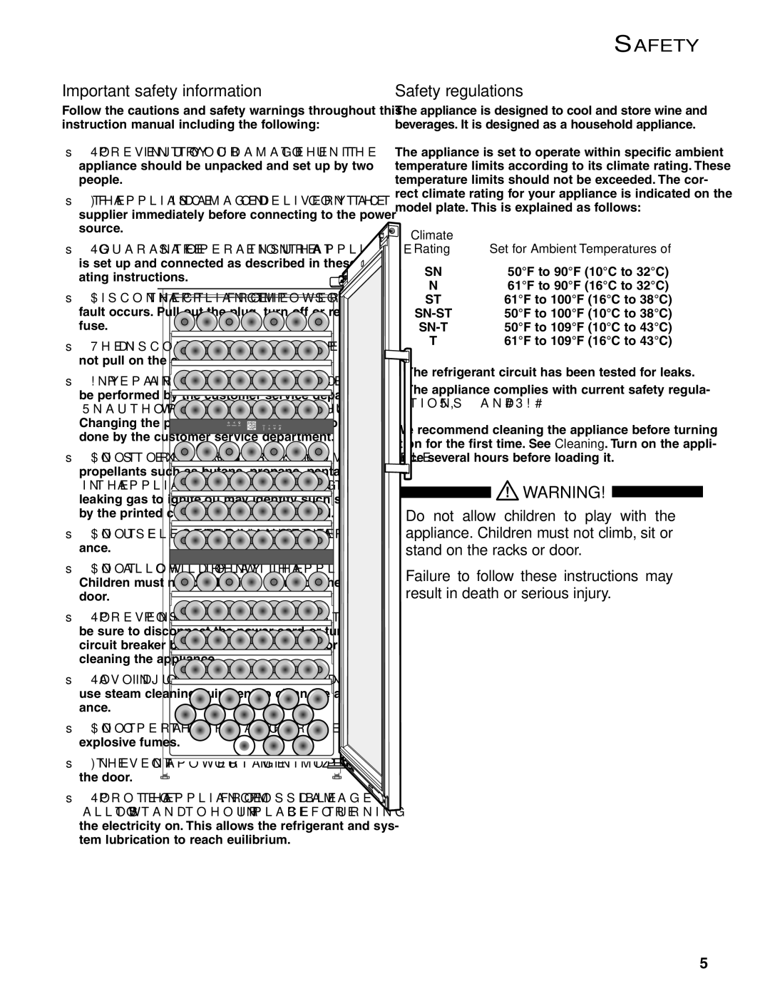 Liebherr WS 17800 manual Important safety information, Safety regulations, Rating 