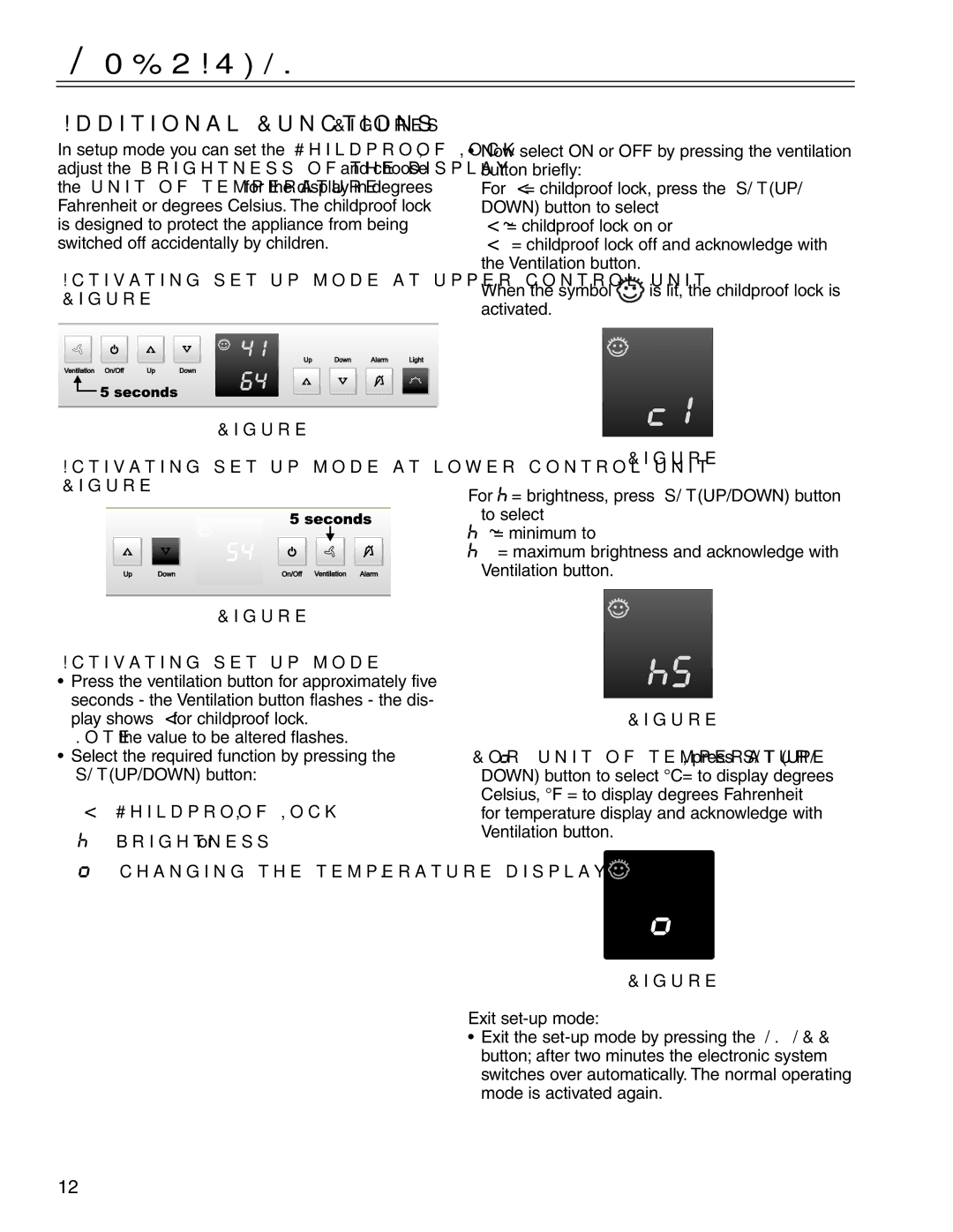 Liebherr WS14300 manual Additional Functions Figures 14, = changing the temperature display 