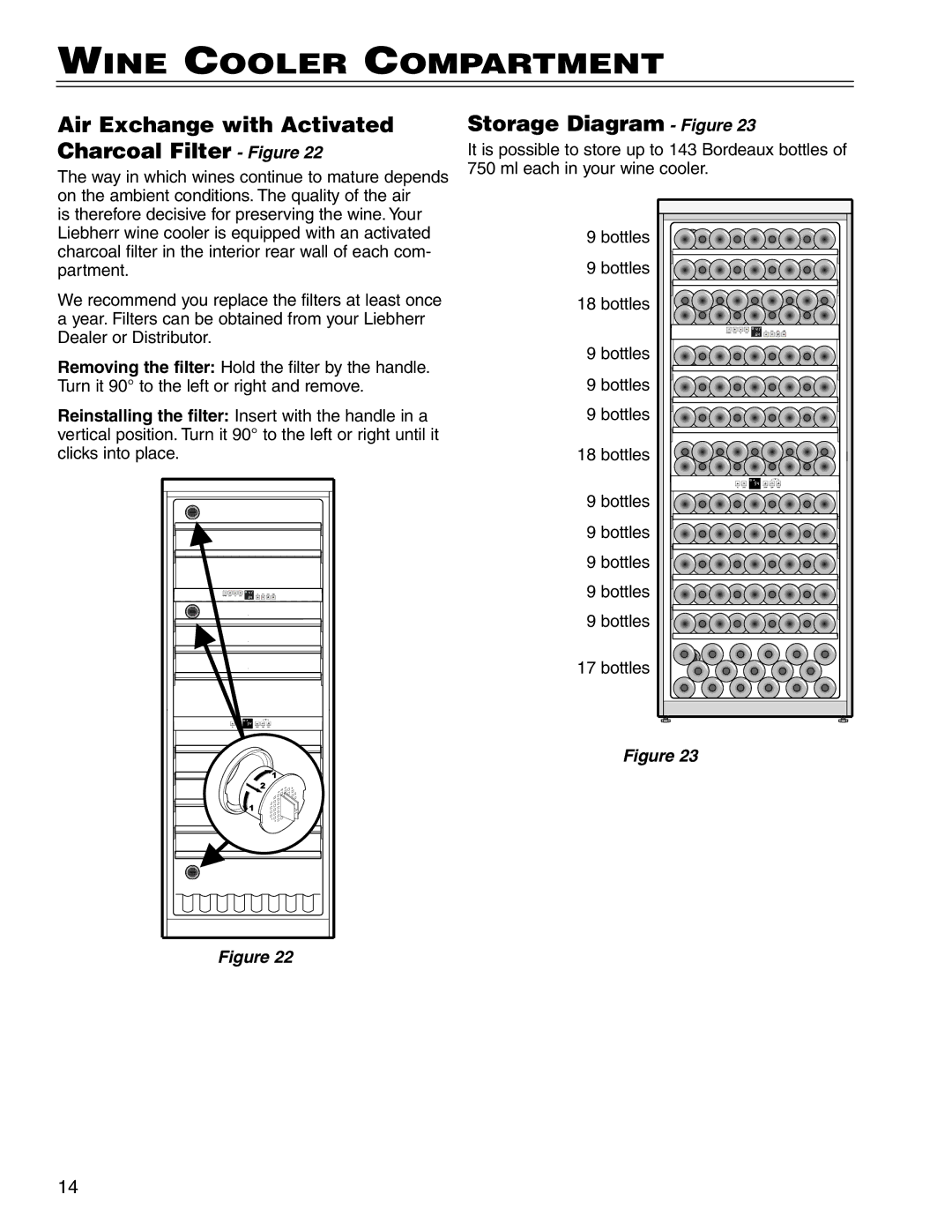 Liebherr WS14300 manual Air Exchange with Activated Charcoal Filter Figure, Storage Diagram Figure 