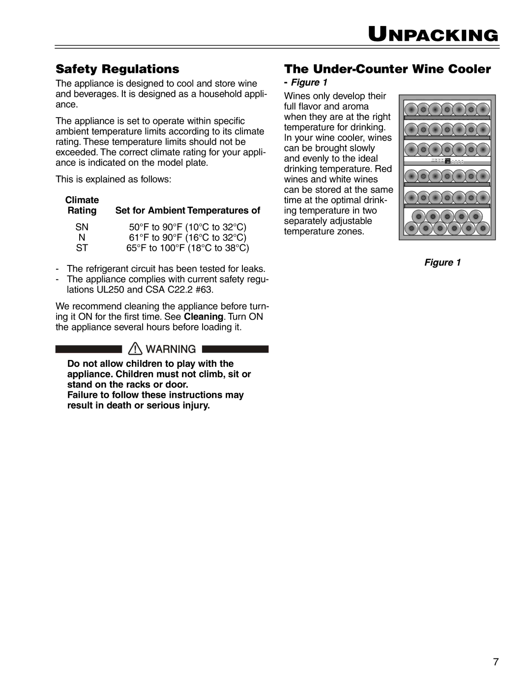 Liebherr WU 40 manual Safety Regulations, Under-Counter Wine Cooler 