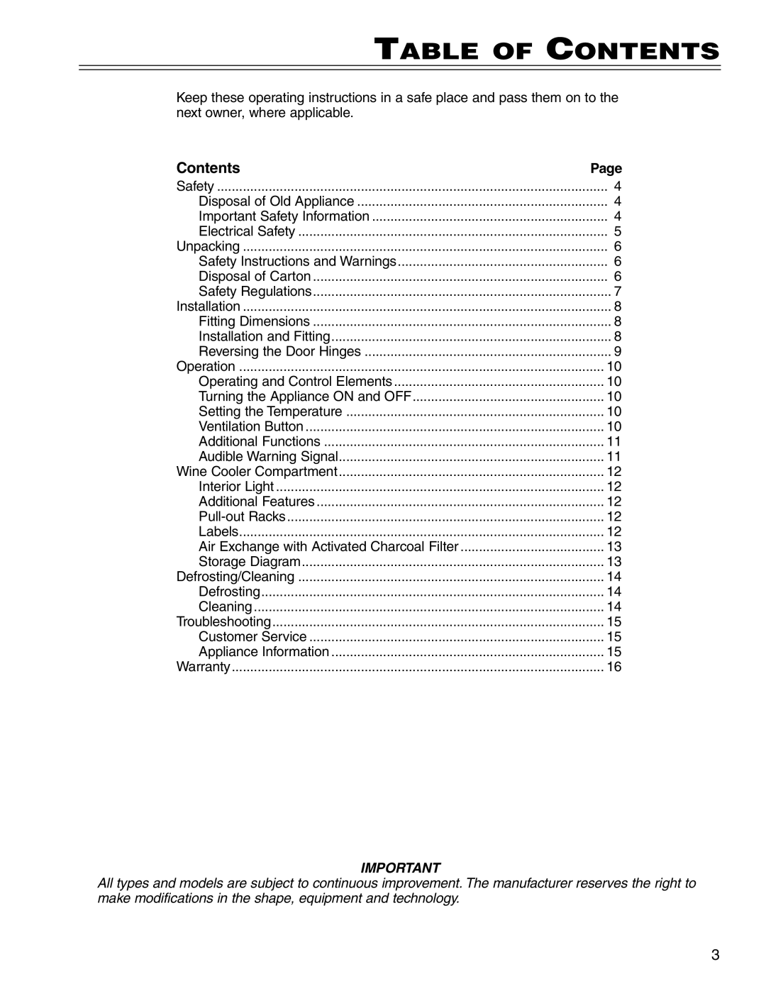 Liebherr WU 56 manuel dutilisation Table of Contents 