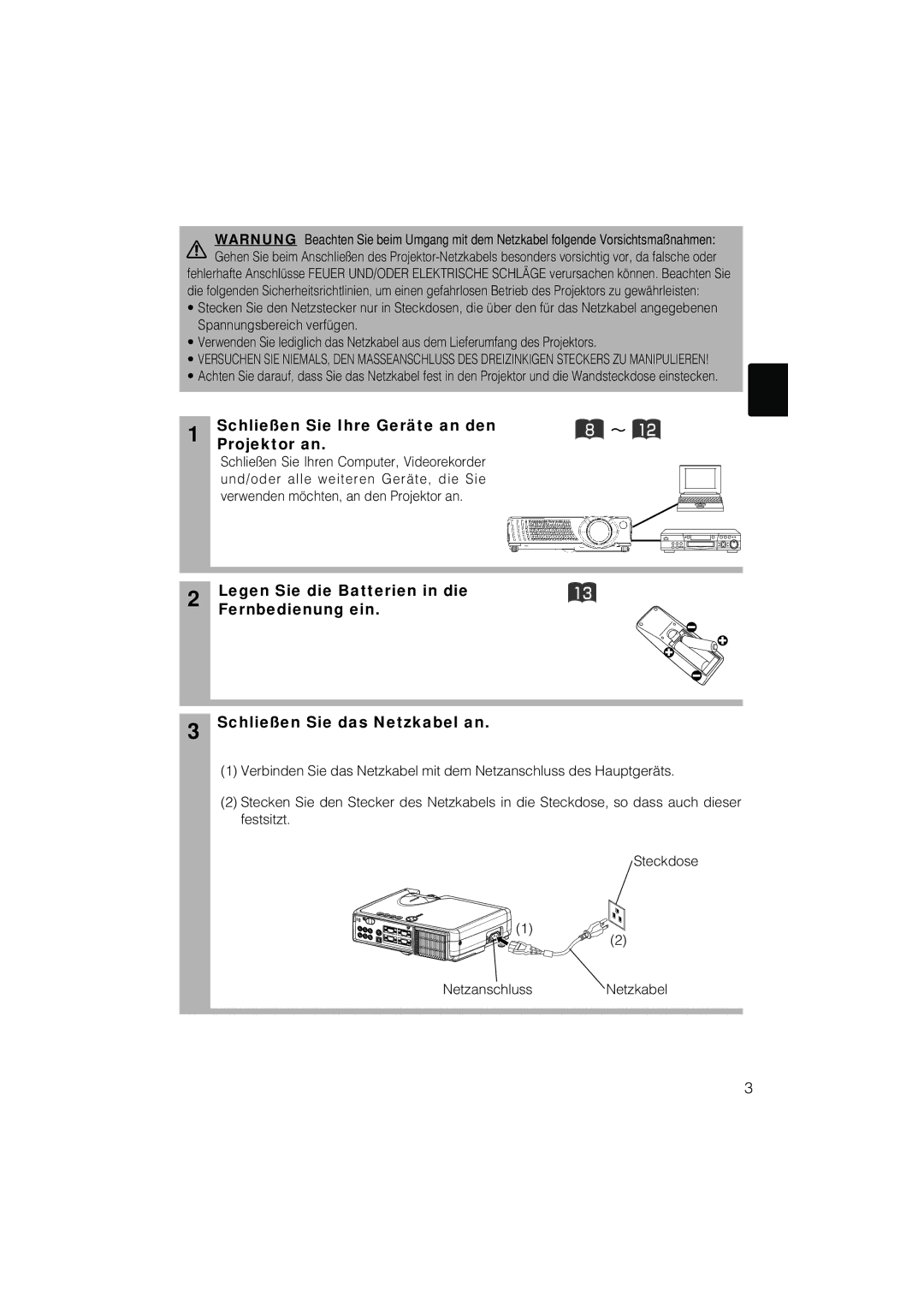 Liesegang 292, 293 user manual Schließen Sie Ihre Geräte an den Projektor an 