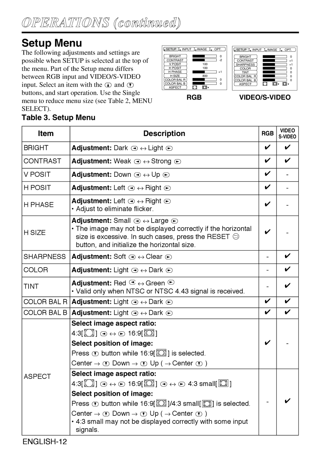 Liesegang dv335 user manual Setup Menu 