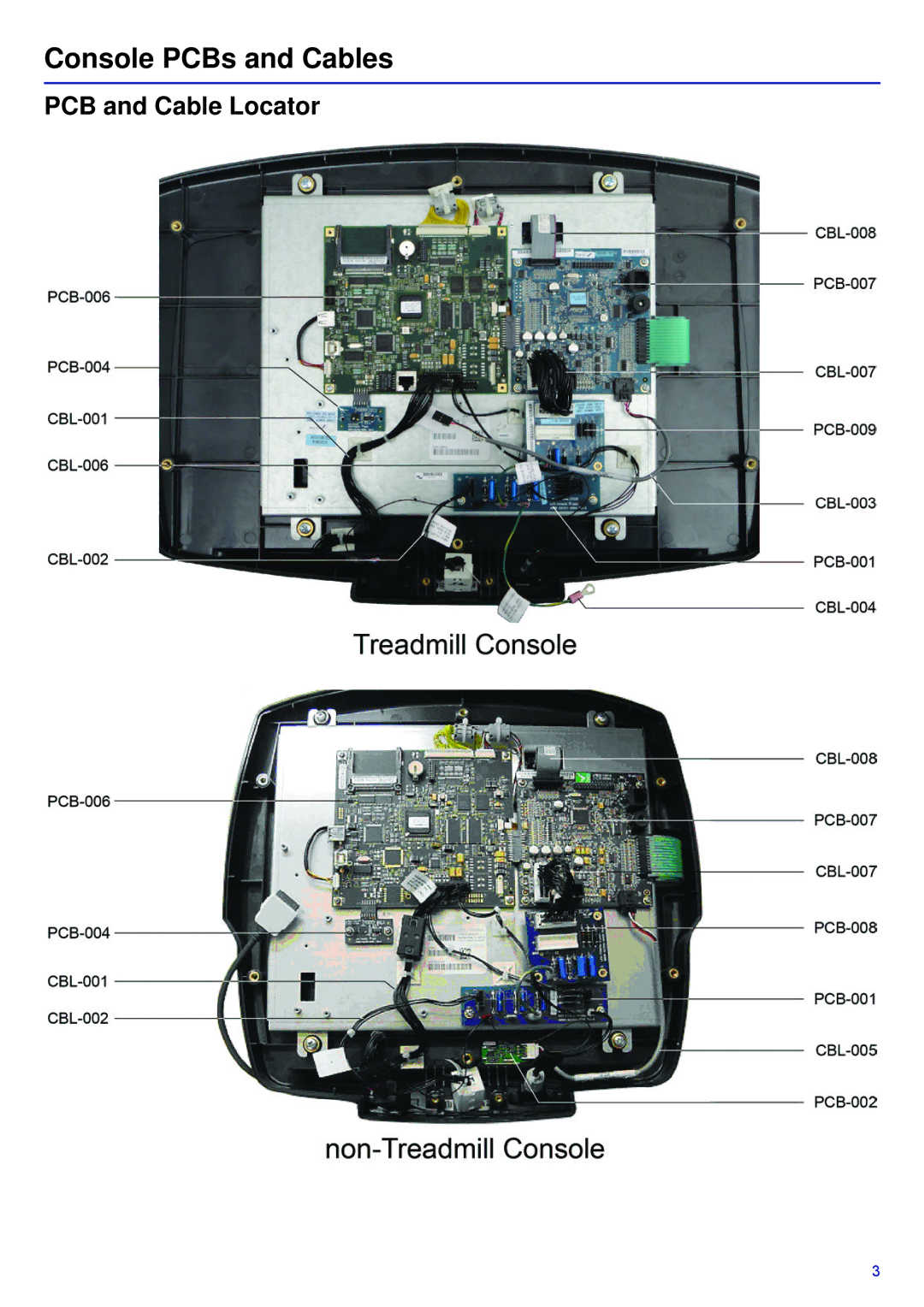 Life Fitness 07DT-XXXXX-XX manual Console PCBs and Cables 