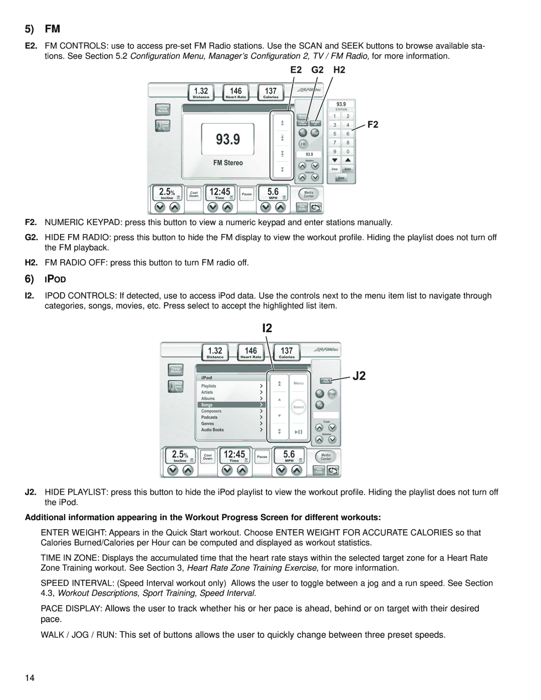 Life Fitness 15" Console operation manual E2 G2 H2 