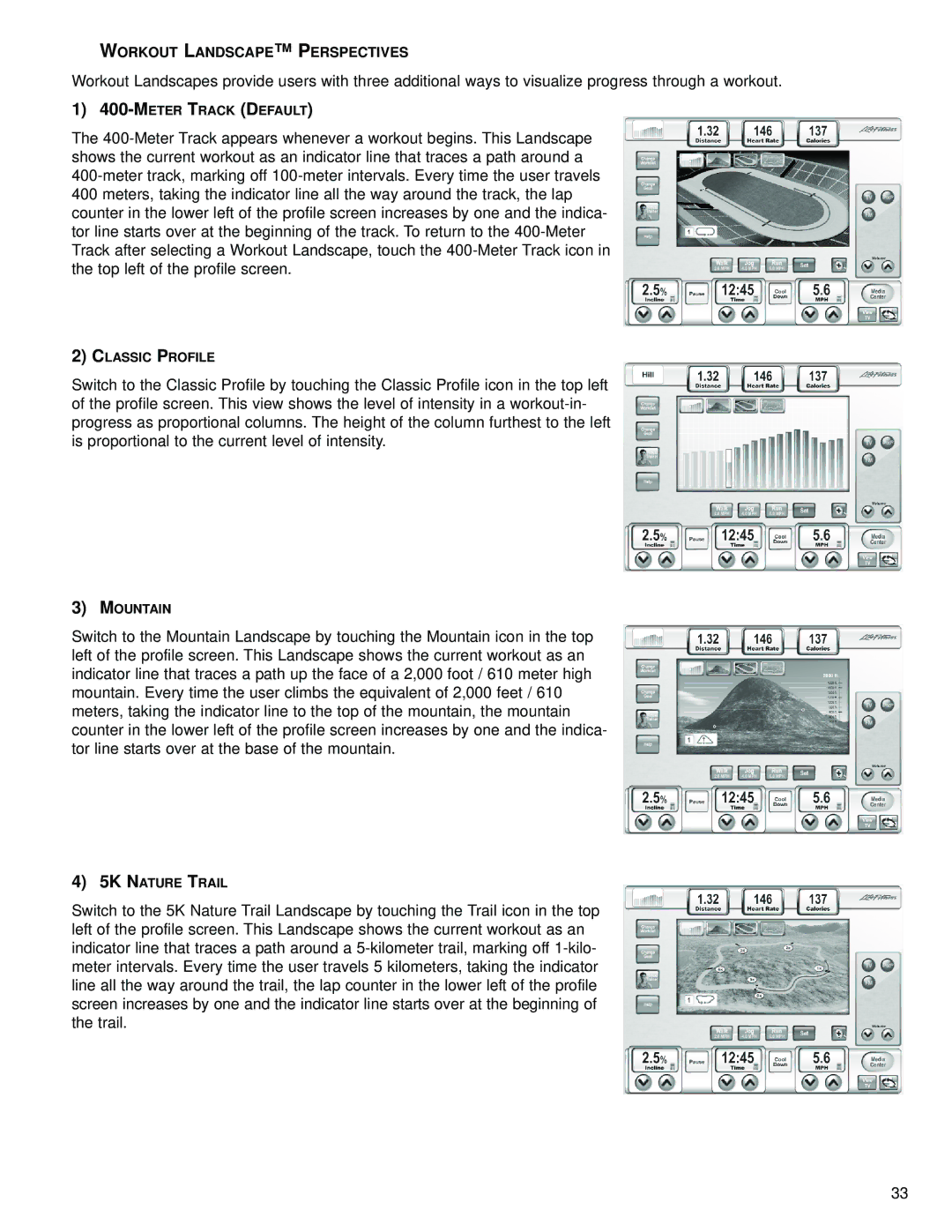 Life Fitness 15" Console operation manual Workout Landscape Perspectives 