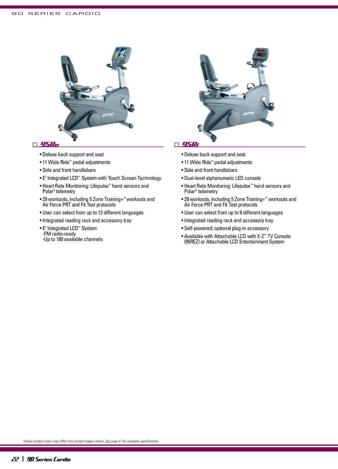 Life Fitness 18 \ 90 Series manual 95Re 95Ri, 95REZ or Attachable LCD Entertainment System 