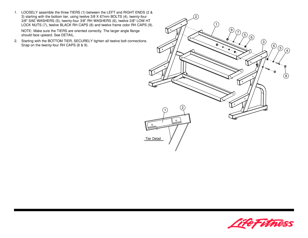 Life Fitness 3 Tier Dumbbell Rack owner manual Tier Detail 