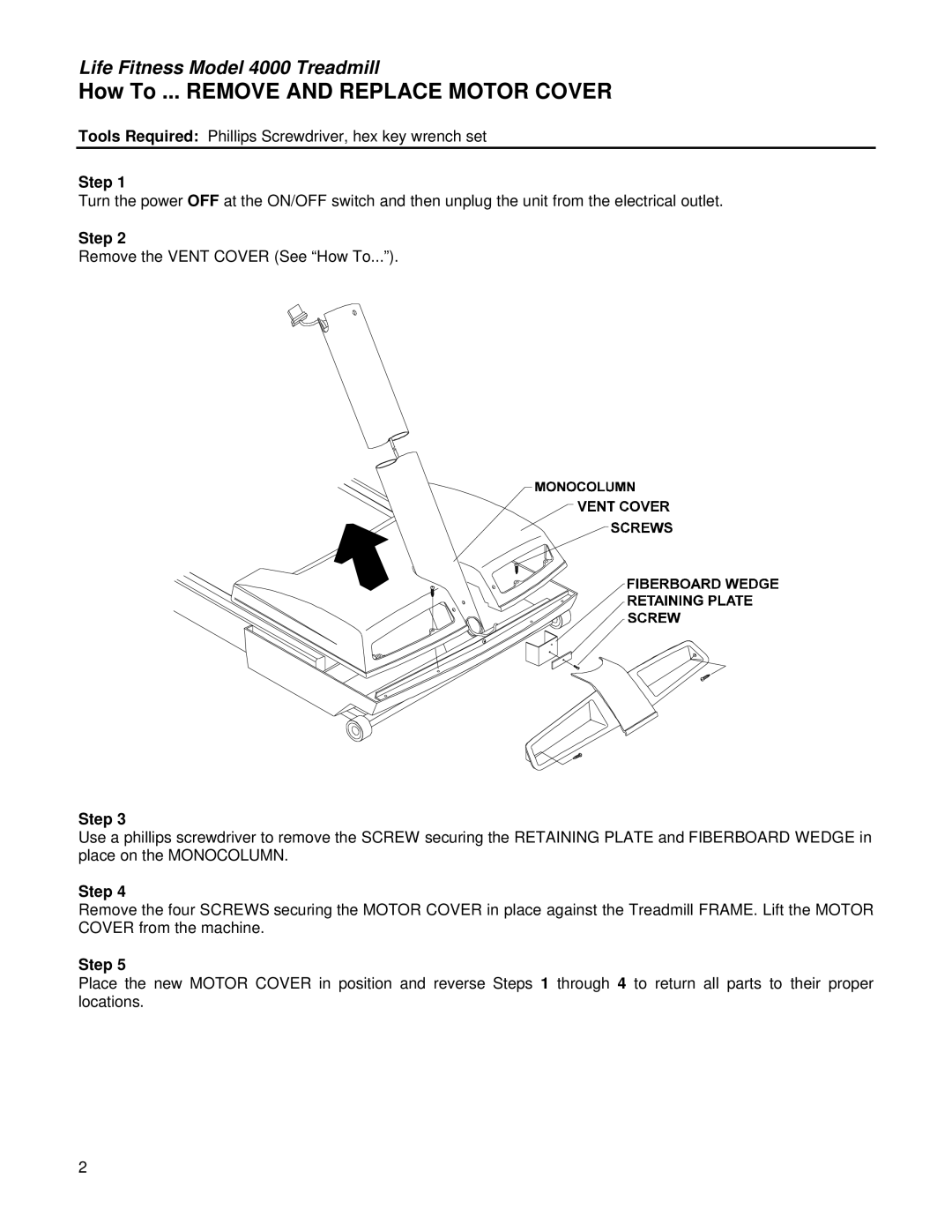 Life Fitness 4000 service manual How To ... Remove and Replace Motor Cover 