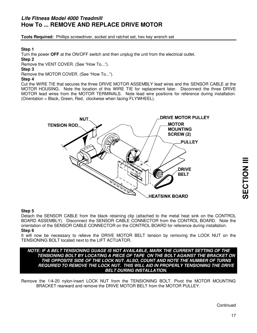 Life Fitness 4000 service manual How To ... Remove and Replace Drive Motor 