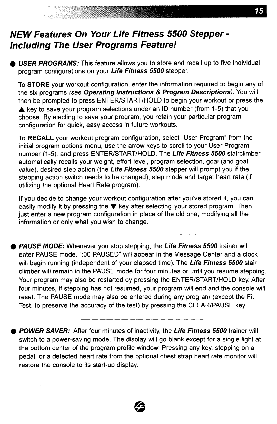 Life Fitness 5500 manual 