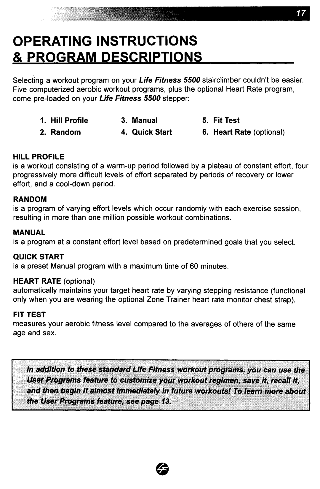 Life Fitness 5500 manual 