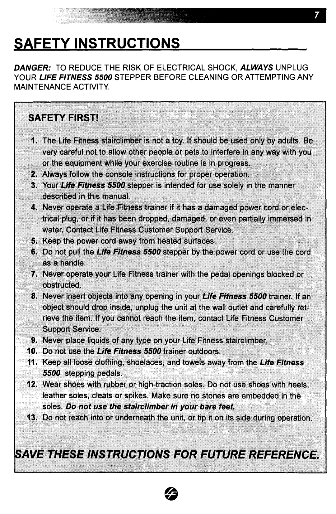 Life Fitness 5500 manual 