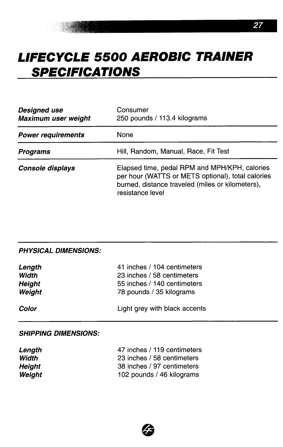 Life Fitness 5500 manual 