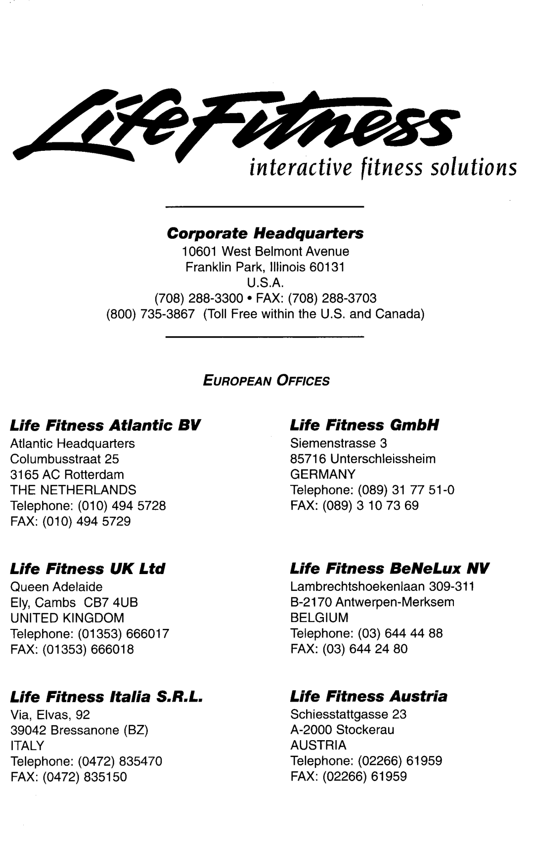 Life Fitness 5500 manual 