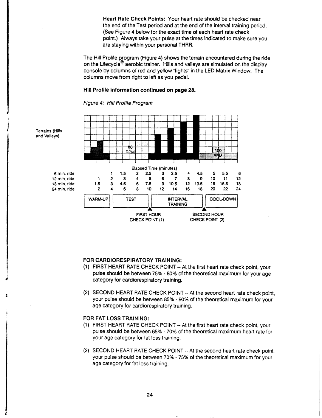 Life Fitness 6000 operation manual Age category for cardiorespiratorytraining, Category for cardiorespiratory training 