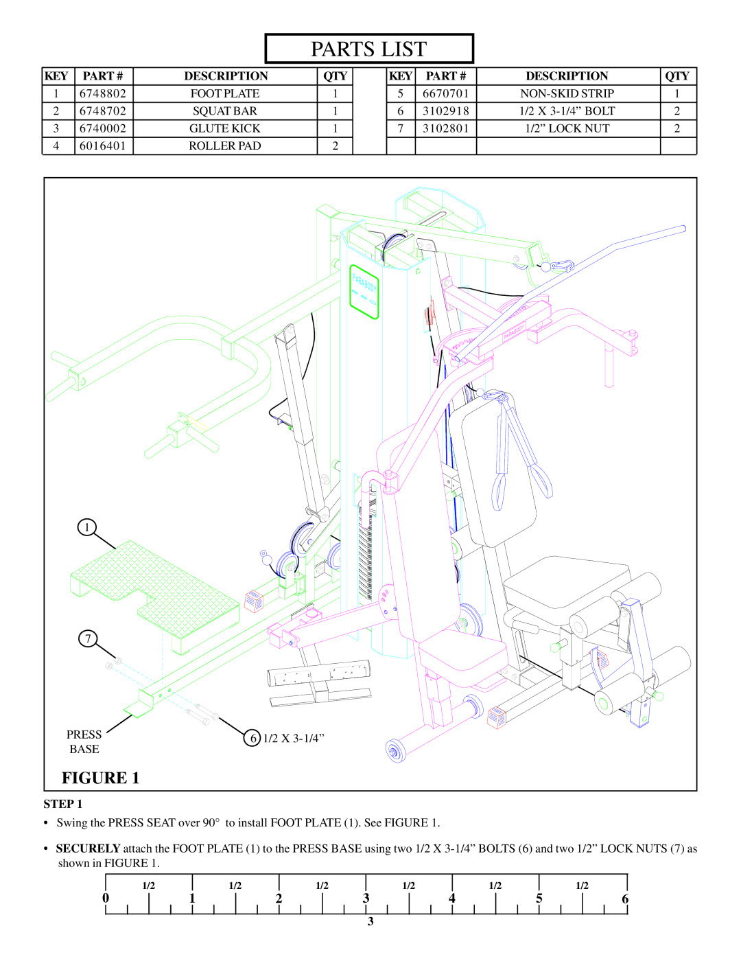 Life Fitness 662101 manual Parts List, KEY Description QTY 