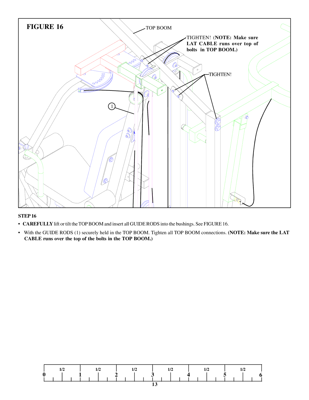 Life Fitness 663 manual Cable runs over the top of the bolts in the TOP Boom 