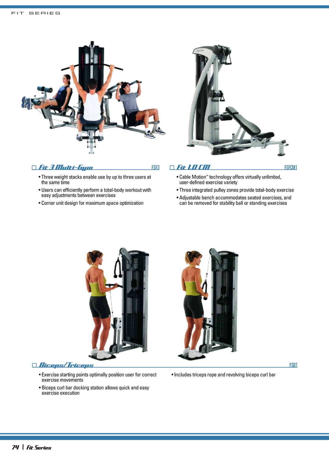 Life Fitness 72\Fit Series manual Fit 3 Multi-Gym, Fit 1.0 CM, Biceps/Triceps 