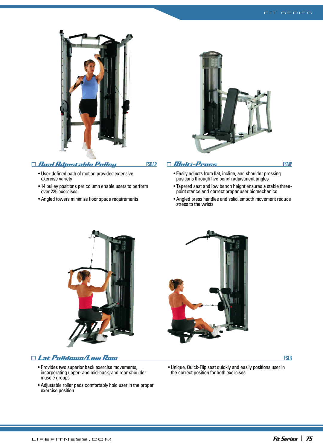 Life Fitness 72\Fit Series manual Multi-Press, Lat Pulldown/Low Row 