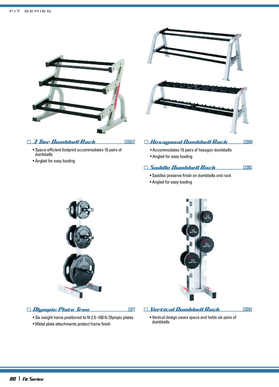 Life Fitness 72\Fit Series manual Tier Dumbbell Rack, Olympic Plate Tree, Hexagonal Dumbbell Rack, Saddle Dumbbell Rack 