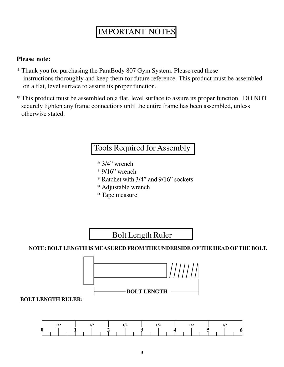 Life Fitness 807 manual Important Notes 