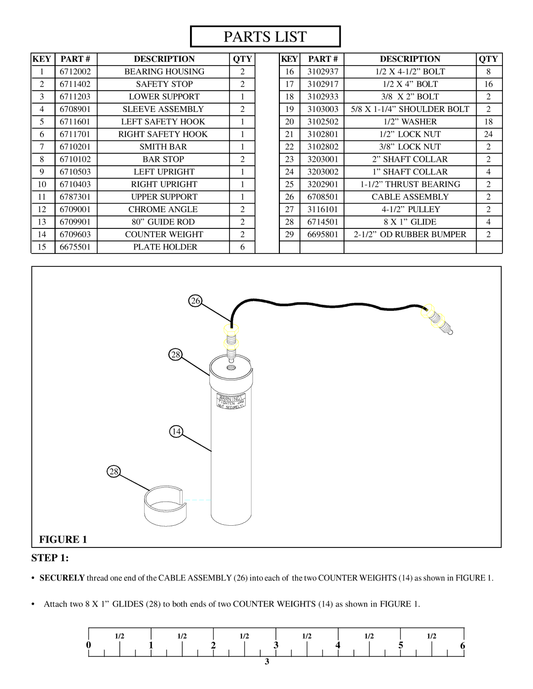 Life Fitness 8105 manual Parts List 