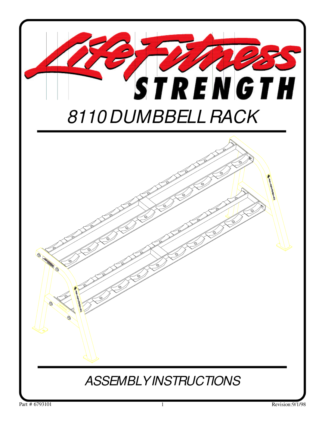 Life Fitness 8110 manual Dumbbell Rack 