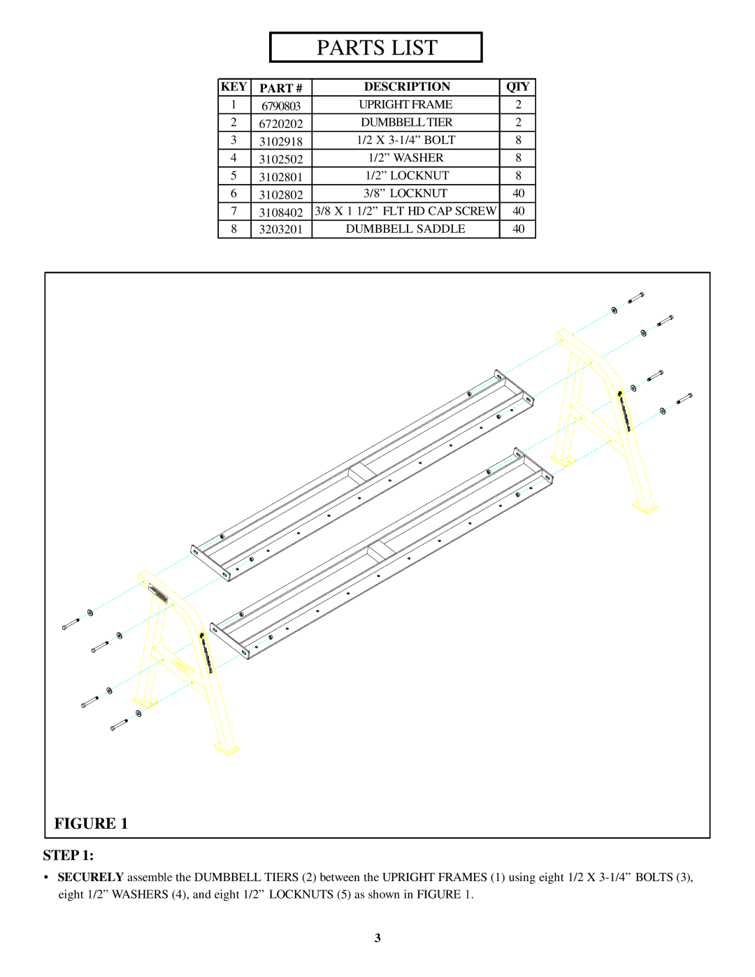 Life Fitness 8110 manual Parts List 