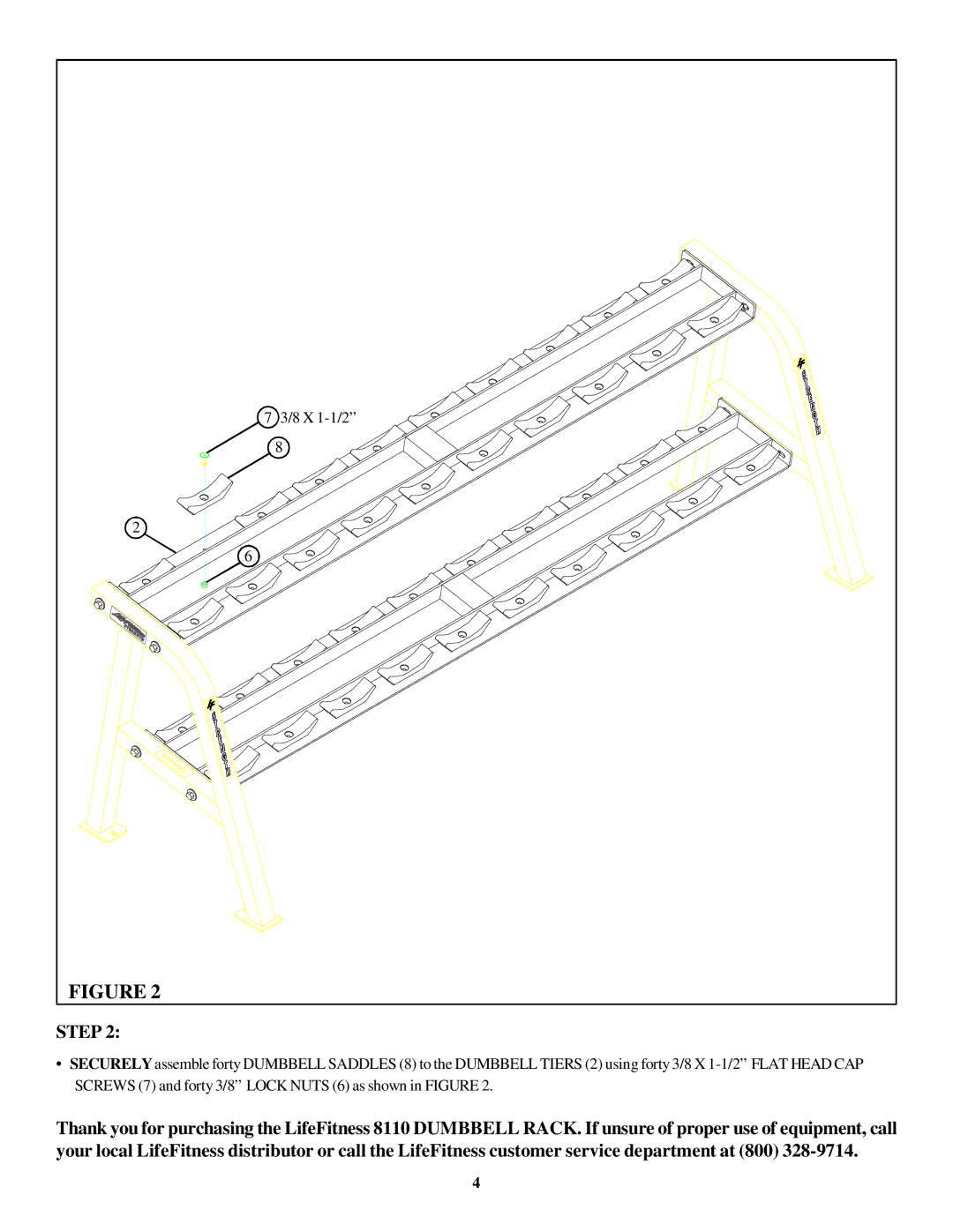 Life Fitness 8110 manual 8 X 1-1/2 