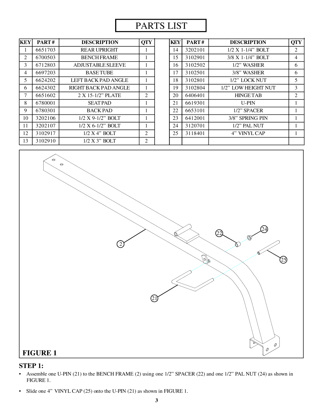 Life Fitness 8115 manual Parts List 