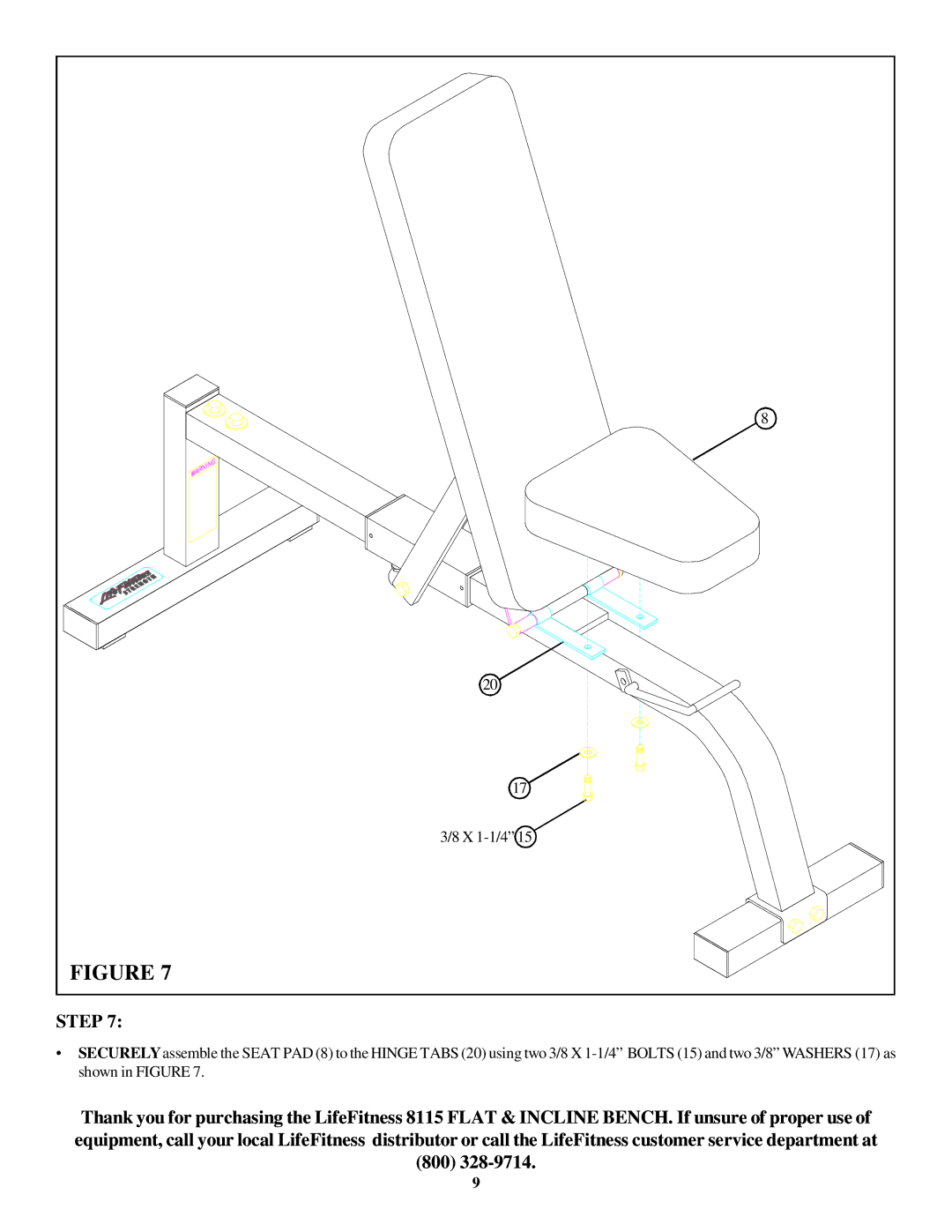 Life Fitness 8115 manual Step 