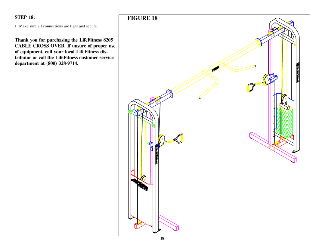 Life Fitness 8205 manual Make sure all connections are tight and secure 