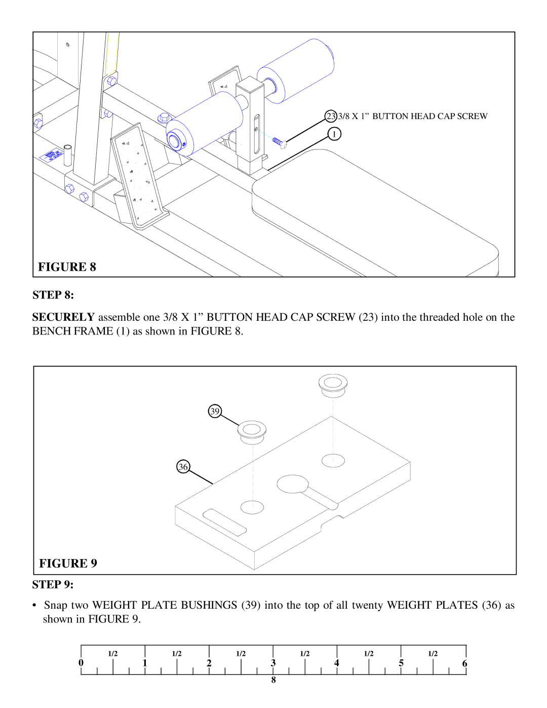 Life Fitness 8210 manual 23 3/8 X 1 Button Head CAP Screw 