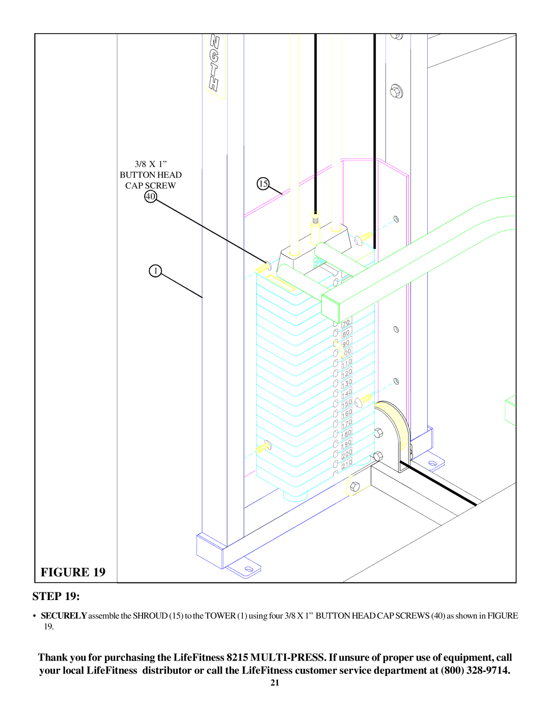 Life Fitness 8215 manual Button Head CAP Screw 