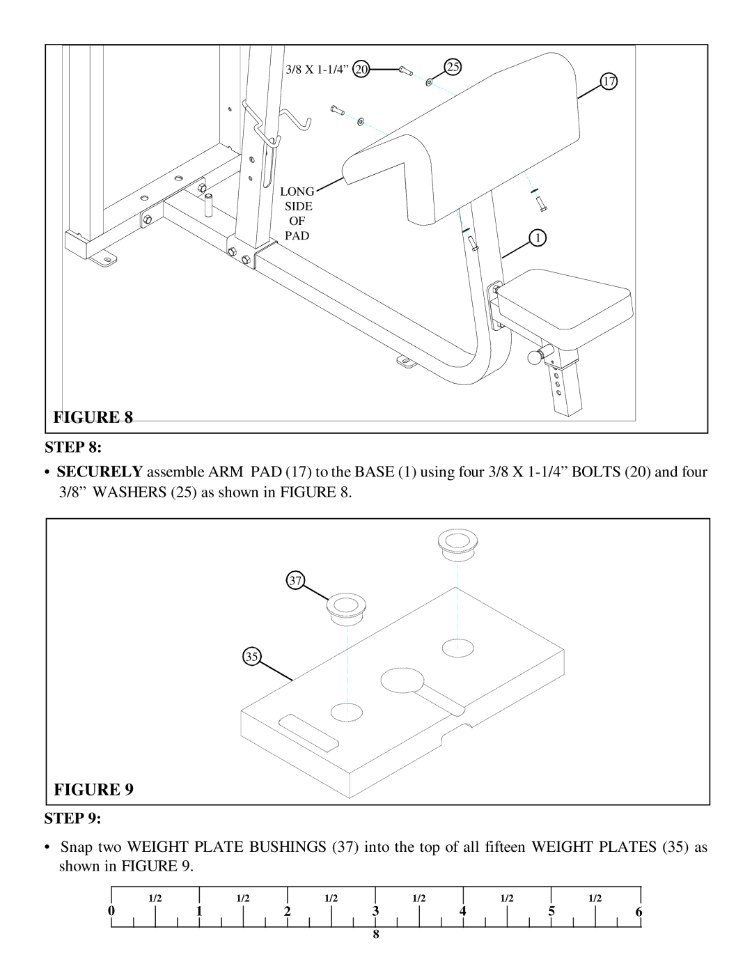 Life Fitness 8225 manual Long Side PAD 