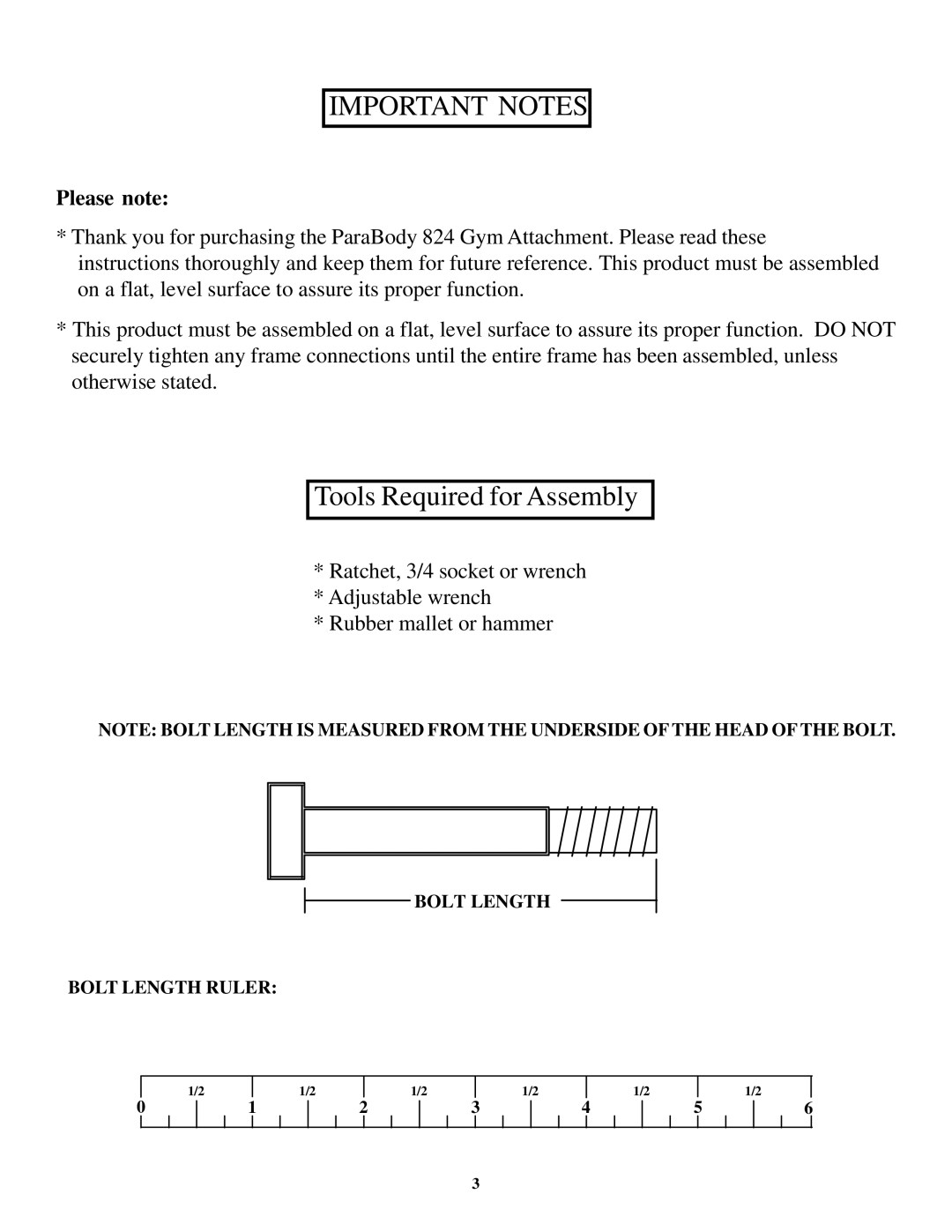 Life Fitness 824 manual Important Notes, Please note 