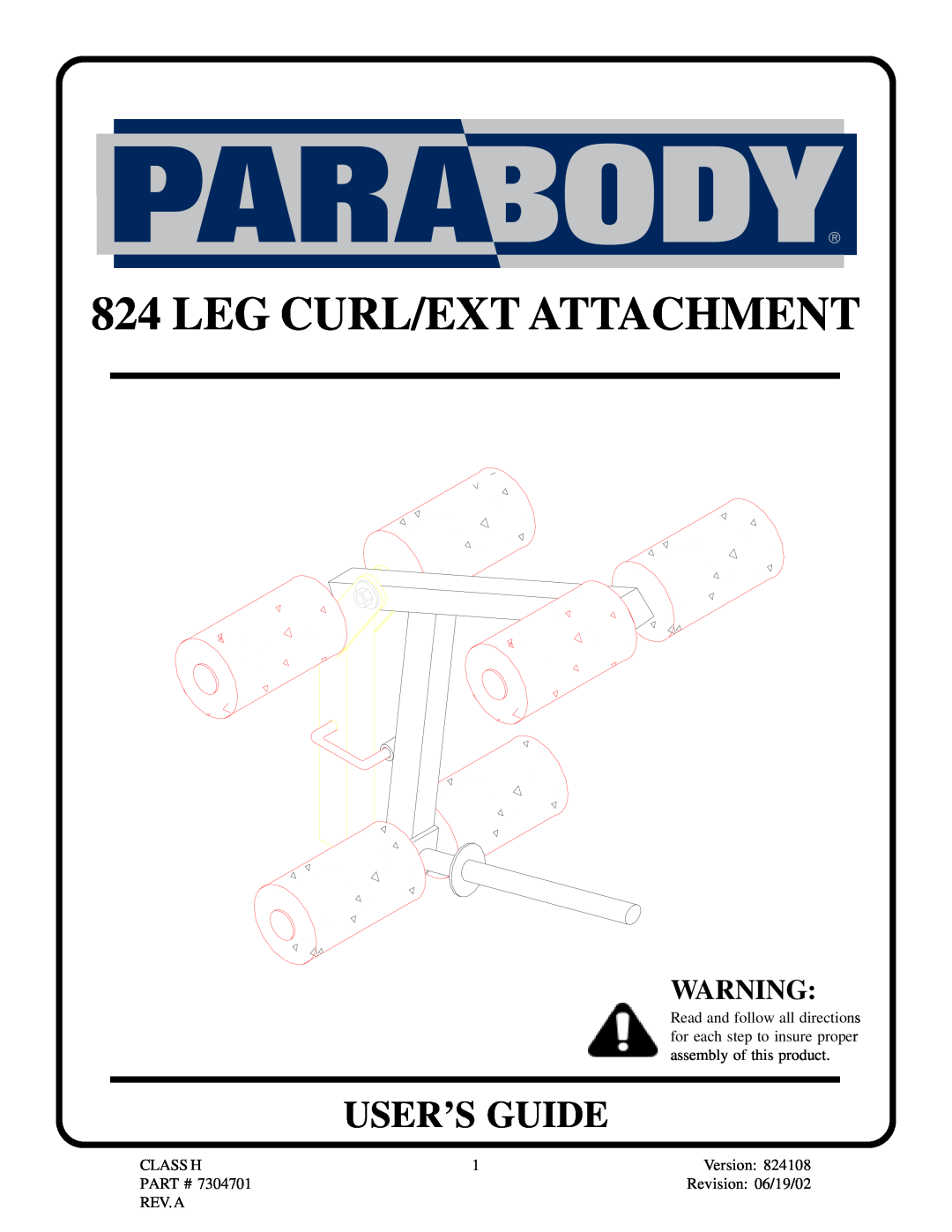 Life Fitness 824 manual User’S Guide, Leg Curl/Ext Attachment 