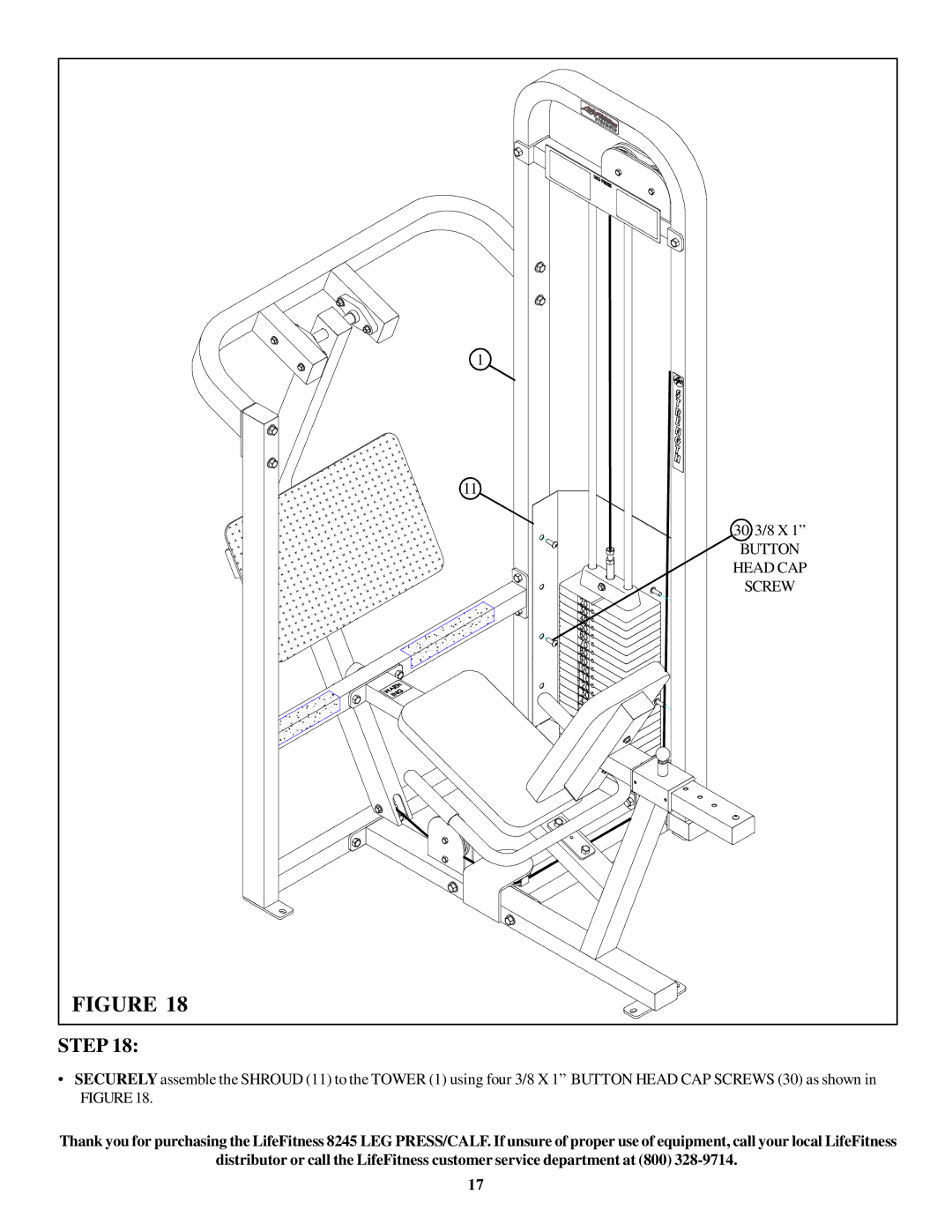 Life Fitness 8245102 manual Button Head CAP Screw 