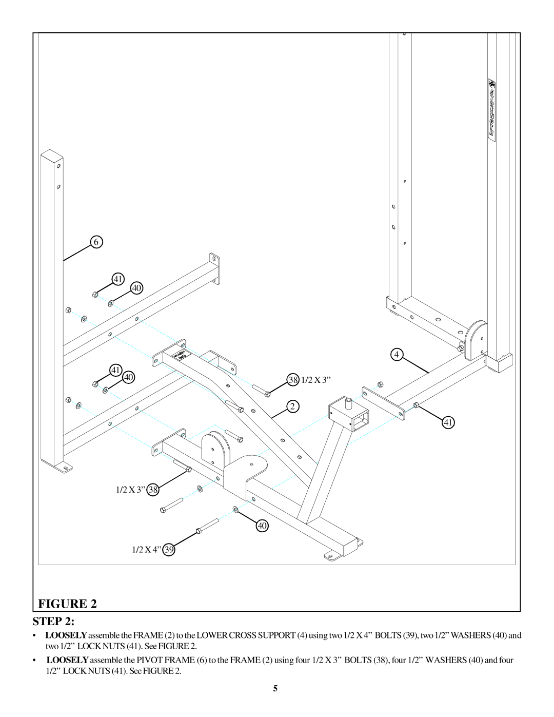 Life Fitness 8245102 manual 38 1/2 X 